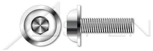 M6-1.0 X 12mm ISO 7380-2, Metric, Flanged Button Head Hex Socket Cap Screws, Full Thread, A4 Stainless Steel