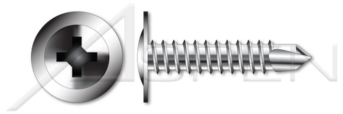 #12-14 X 1-1/4" Self-Drilling Screws, Modified Truss Phillips Drive, Stainless Steel