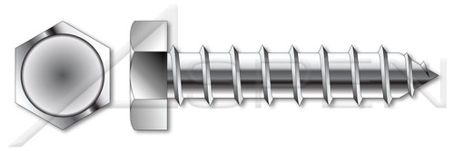 #8 X 1-1/4" Self-Tapping Sheet Metal Screws, Type "A", Indented Hex Head, Stainless Steel