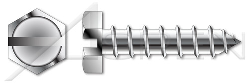 #14 X 1" Self-Tapping Sheet Metal Screws, Type "A", Hex Indented Slotted, Stainless Steel
