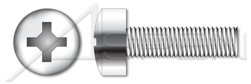 #10-32 X 3/4" Machine Screws, Fillister Phillips Drive, Full Thread, Stainless Steel