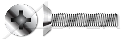 1/4"-20 X 1/2" Machine Screws, Flat Undercut Phillips Drive, Stainless Steel