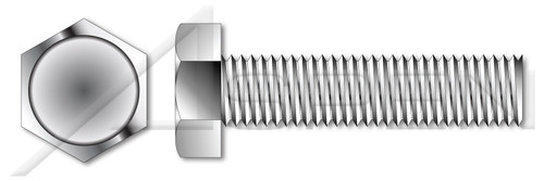 1/4"-20 X 1-1/2" Machine Screws, Indented Hex Head, Full Thread, Stainless Steel