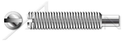 M10-1.5 X 20mm DIN 417 / ISO 7435, Metric, Slotted Set Screws, Full Dog Point, Full Thread, A2 Stainless Steel