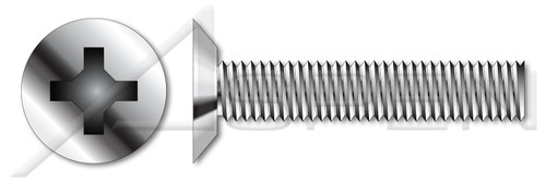 #4-40 X 1/8" Machine Screws, Flat 100 Degree Undercut Phillips Drive, 100 Degree Countersink, Full Thread, Stainless Steel