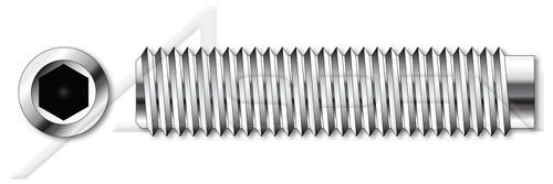 M8-1.25 X 12mm DIN 915 / ISO 4028, Metric, Hex Socket Set Screws, Dog Point, A4 Stainless Steel