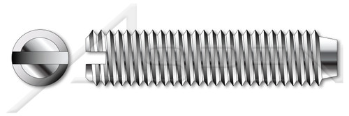 M4-0.7 X 5mm DIN 438, Metric, Slotted Set Screws, Cup Point, A2 Stainless Steel