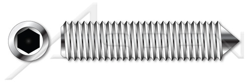 M5-0.8 X 12mm DIN 914 / ISO 4027, Metric, Hex Socket Set Screws, Cone Point, A4 Stainless Steel