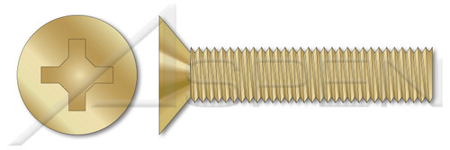 #10-32 X 1-3/4" Machine Screws, 100 Degree Flat Head Phillips Drive, Steel, Yellow Cadmium Plating, MS24693, DFARS