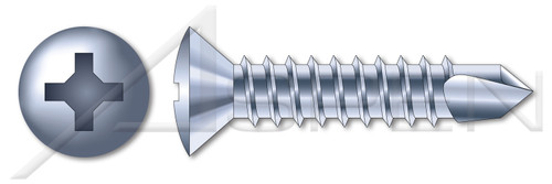 #10 X 1-1/2" Self-Drilling Screws, Oval Phillips Drive, Steel, Zinc Plated and Baked
