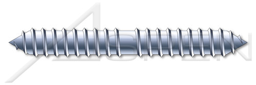 1/2" X 8" Dowel Screws, Steel, Zinc Plated