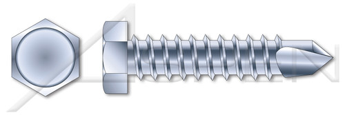 #10 X 3/4" Self-Drilling Screws, Indented Hex Head, Steel, Zinc Plated and Baked