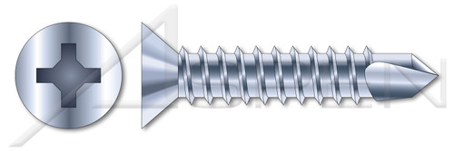#6 X 1/2" Self-Drilling Screws, Flat Phillips Drive, Steel, Zinc Plated and Baked