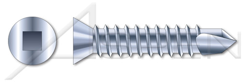 #8 X 3" Self-Drilling Screws, Flat Trim Head Square Drive, Steel, Zinc Plated and Baked