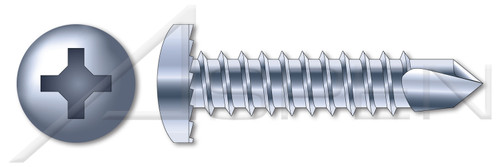 #8 X 3/8" Self-Drilling Screws, Pan Phillips Drive, Serrated, Steel, Zinc Plated and Baked