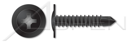 #10-16 X 3/4" Self-Drilling Screws, Modified Truss Phillips Drive, Steel, Black Phosphate