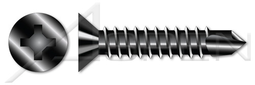 #14 X 1-1/2" Self-Drilling Screws, Flat Phillips Drive, Steel, Black Oxide and Oil