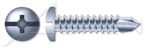 #8 X 1-1/4" Self-Drilling Screws, Pan Head Phillips/Slot Combo Drive, Steel, Zinc Plated and Baked