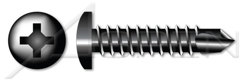 #8 X 2-1/2" Self-Drilling Screws, Pan Phillips Drive, Steel, Black Oxide