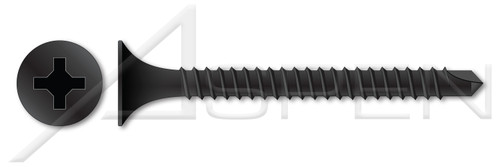 #6 X 2-1/4" Drywall Screws, Self-Drilling Point, Bugle Phillips Drive, Fine Thread, Steel, Black Phosphate