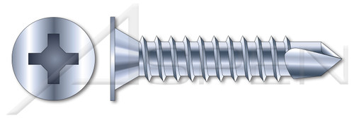 #8-18 X 1/2" Self-Drilling Screws, Wafer Head Phillips Drive, Steel, Zinc Plated
