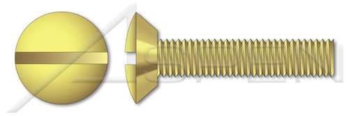 1/4"-20 X 3/8" Machine Screws, Oval Undercut Slot Drive, Full Thread, Brass