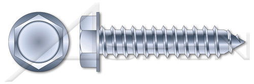 1/4"-10 X 1" Hex Head Lag Screw Bolts, Hex Indented Washer Head, Full Thread, Head Height = 0.172 - 0.190, A/F=7/16", Steel, Zinc Plated