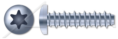 #4 X 1/2" Hi-Lo Self-Tapping Sheet Metal Screws, Pan 6Lobe Torx(r) Drive, Steel, Zinc Plated