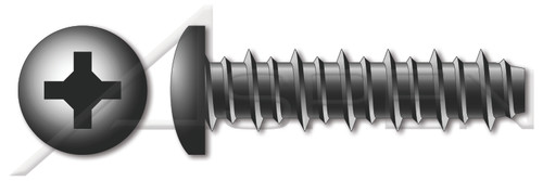 #6-19 X 3/8" Hi-Lo Self-Tapping Sheet Metal Screws, Pan Phillips Drive, Full Thread, Steel, Black Zinc