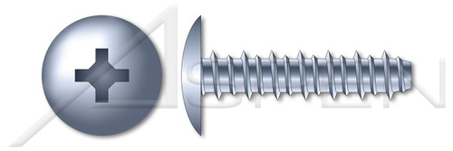 #8 X 3/8" Hi-Lo Self-Tapping Sheet Metal Screws, Truss Phillips Drive, Full Thread, Steel, Zinc Plated