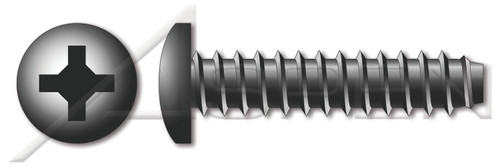 #10 X 5/16" Self-Tapping Sheet Metal Screws, Type "B", Pan Phillips Drive, Steel, Black Zinc