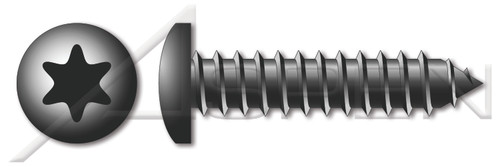 #8-18 X 3/8" Self-Tapping Sheet Metal Screws, Type "AB", Pan 6Lobe Torx(r) Drive, Steel, Black Zinc