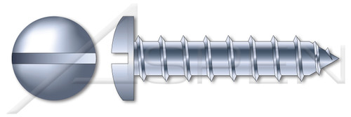 #14-10 X 3" Self-Tapping Sheet Metal Screws, Type "A", Pan Slot Drive, Steel, Zinc Plated