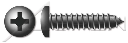 #14 X 3/4" Self-Tapping Sheet Metal Screws, Type "AB", Pan Phillips Drive, Steel, Black Zinc