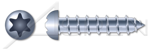 #8 X 1/2" Self-Tapping Sheet Metal Screws, Type "A", Round Washer 6Lobe Torx(r) Drive, Steel, Zinc Plated