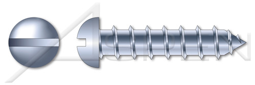 #10 X 3/4" Self-Tapping Sheet Metal Screws, Type "A", Round Slot Drive, Steel, Zinc Plated