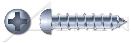 #6 X 1" Self-Tapping Sheet Metal Screws, Type "A", Round Phillips Drive, Steel, Zinc Plated