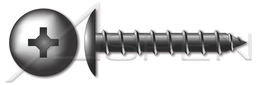 #8 X 5/8" Self-Tapping Sheet Metal Screws, Type "A", Truss Phillips Drive, Steel, Black Zinc