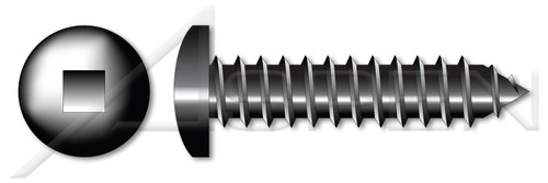 #8-18 X 3/4" Self-Tapping Sheet Metal Screws, Type "AB", Pan Square Drive, Steel, Black Oxide