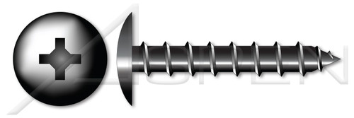 #6-18 X 1-1/4" Self-Tapping Sheet Metal Screws, Type "A", Truss Phillips Drive, Steel, Black Oxide