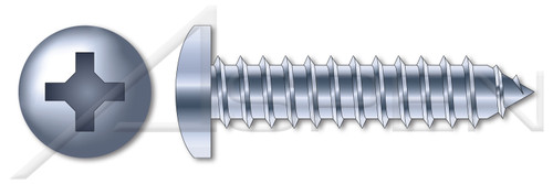 #12 X 4" Self-Tapping Sheet Metal Screws, Type "AB", Pan Phillips Drive, Steel, Zinc Plated