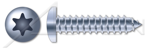 #8 X 1" Self-Tapping Sheet Metal Screws, Type "AB", Pan 6Lobe Torx(r) Drive, Steel, Zinc Plated