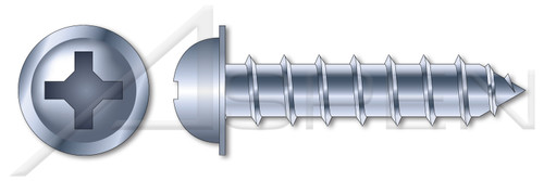#10-12 X 1-1/2" Self-Tapping Sheet Metal Screws, Type "A", Round Washer Head Phillips Drive, Steel, Zinc Plated