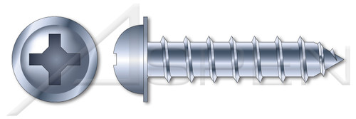 #8 X 2-1/2" Self-Tapping Sheet Metal Screws, Type "A", Round Washer Head Phillips Drive, Steel, Zinc Plated