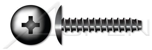 #8 X 3/8" Self-Tapping Sheet Metal Screws, Type "B", Truss Phillips Drive, Steel, Black Oxide