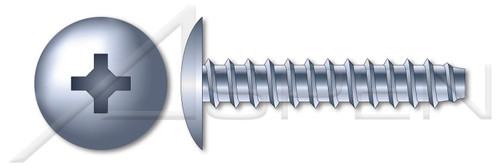 #10 X 5/8" Self-Tapping Sheet Metal Screws, Type "B", Truss Phillips Drive, Steel, Zinc Plated