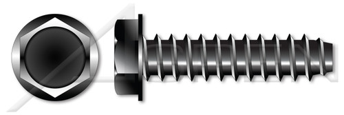 5/16" X 5/8" Self-Tapping Sheet Metal Screws, Type "B", Hex Indented Washer Head, Steel, Black Oxide