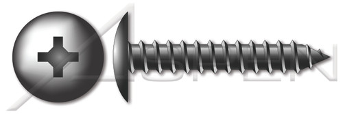 #10 X 3/4" Self-Tapping Sheet Metal Screws, Type "AB", Truss Phillips Drive, Steel, Black Zinc
