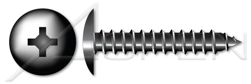 #14 X 1" Self-Tapping Sheet Metal Screws, Type "AB", Truss Phillips Drive, Steel, Black Oxide