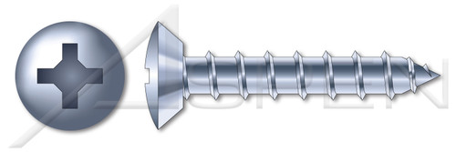 #6-18 X 3/8" Self-Tapping Sheet Metal Screws, Type "A", Oval Undercut Phillips Drive, Steel, Zinc Plated